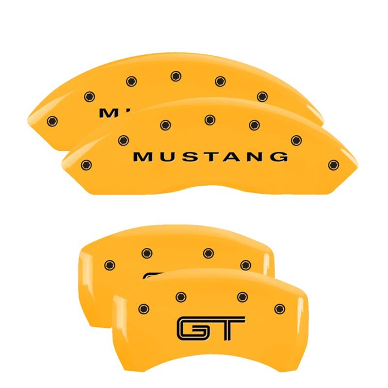 MGP 4 Caliper Covers Engraved Front Mustang - Engraved Rear S197/GT - Yellow Finish Blk Characters thumbnail 3