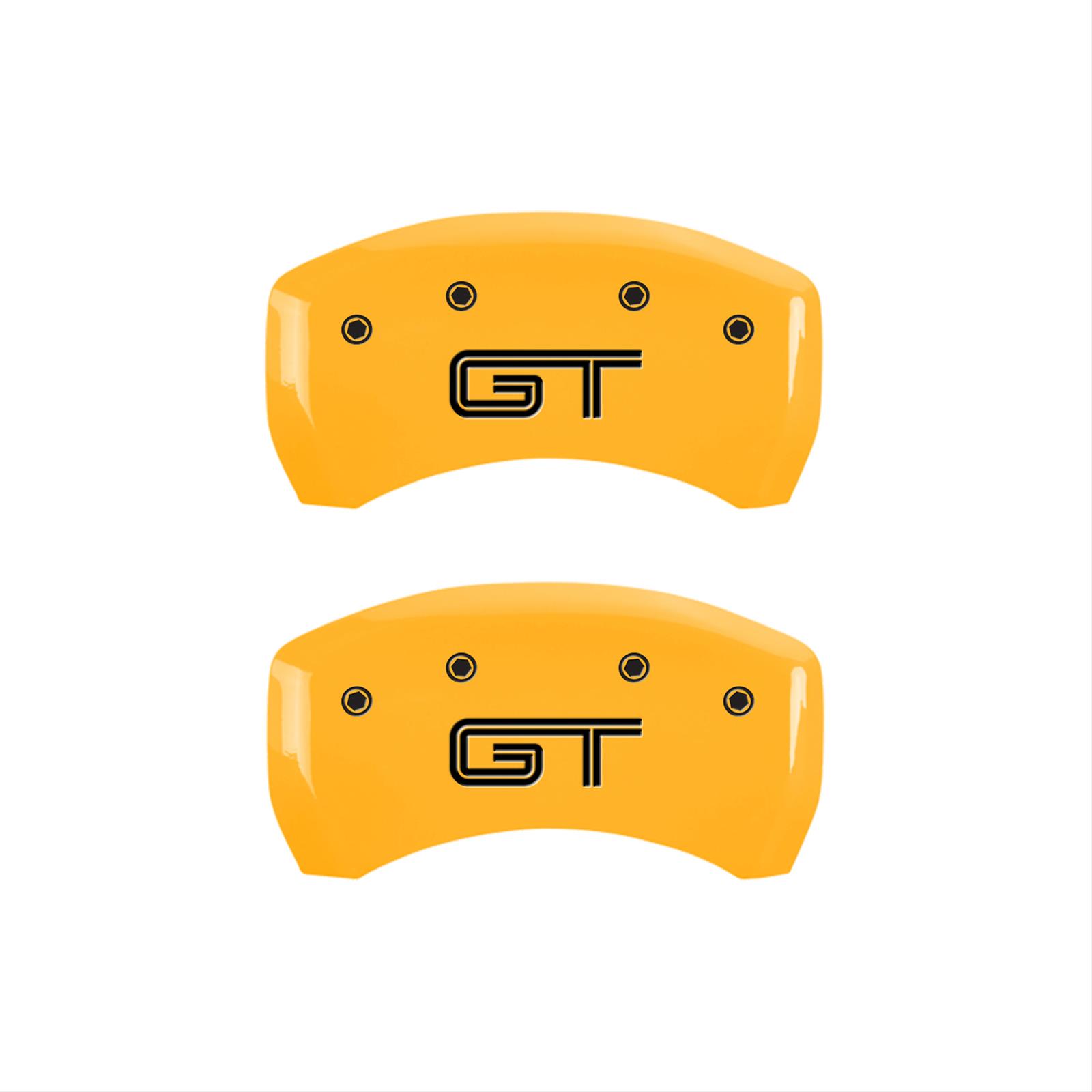 MGP 4 Caliper Covers Engraved Front Mustang - Engraved Rear S197/GT - Yellow Finish Blk Characters thumbnail 2