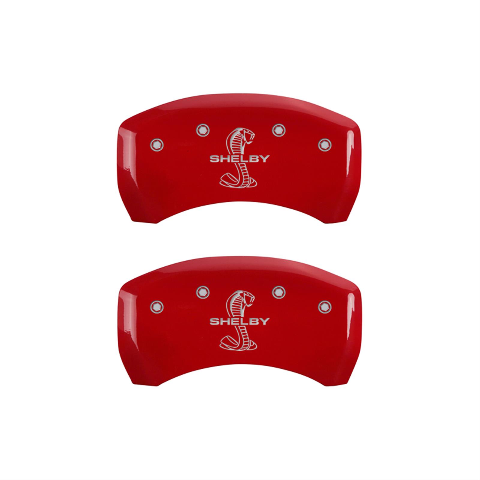 MGP 4 Caliper Covers Engraved Front Shelby Engraved Rear Tiffany Snake Red finish silver ch thumbnail 2