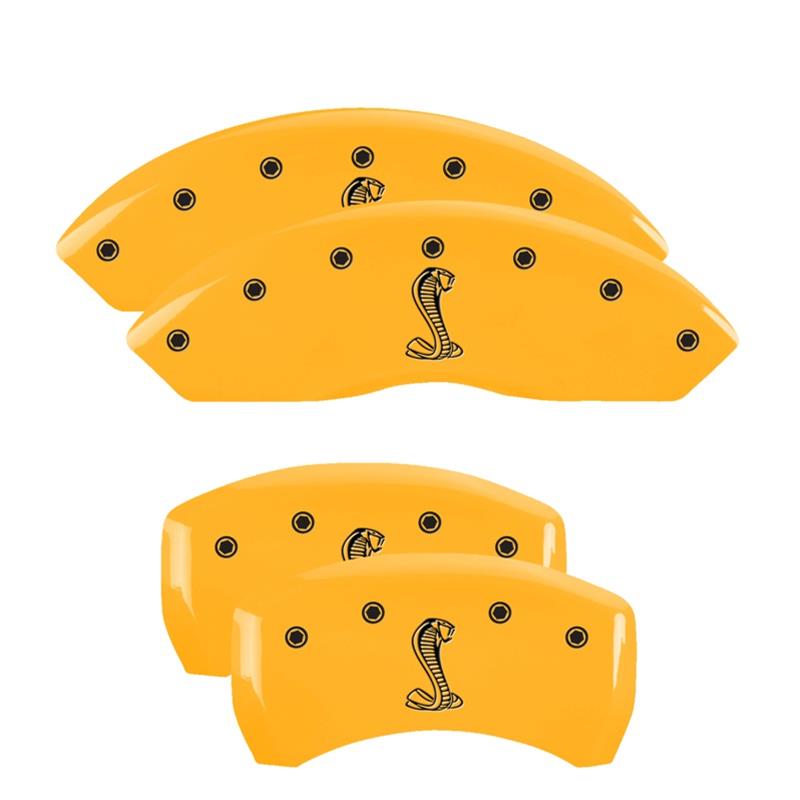 MGP 4 Caliper Covers Engraved Front & Rear Tiffany Snake Yellow Finish Black Char 2005 Ford Mustang thumbnail 3