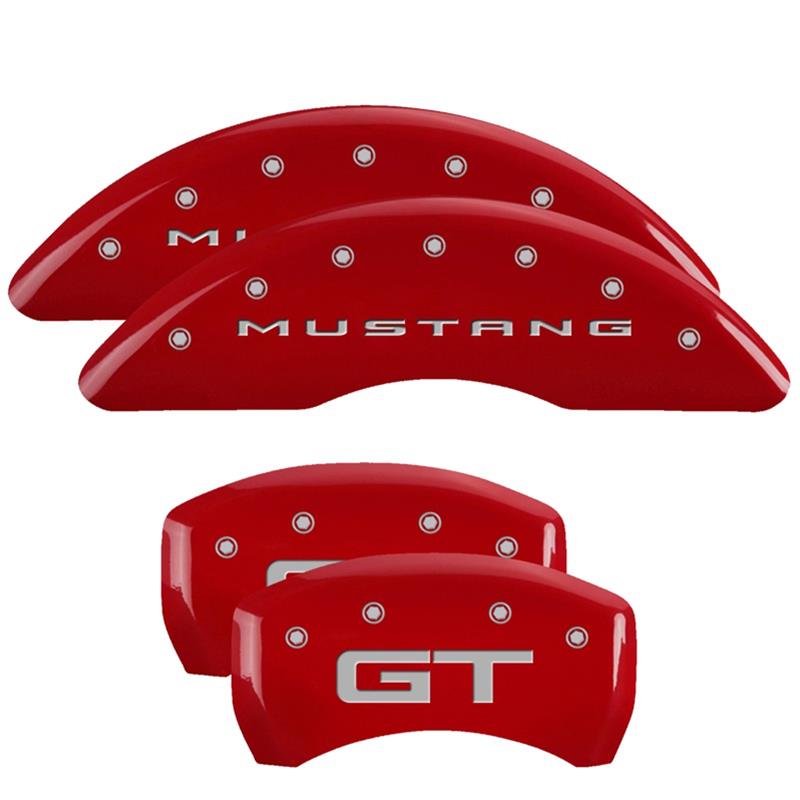 MGP Caliper Covers Brake 10200SM52WH Set Of 4 Covers, Engraved Front: Mustang (2015) - Engraved Rear: 5.0 (2015)White Powder Coat Finish, Black Characters