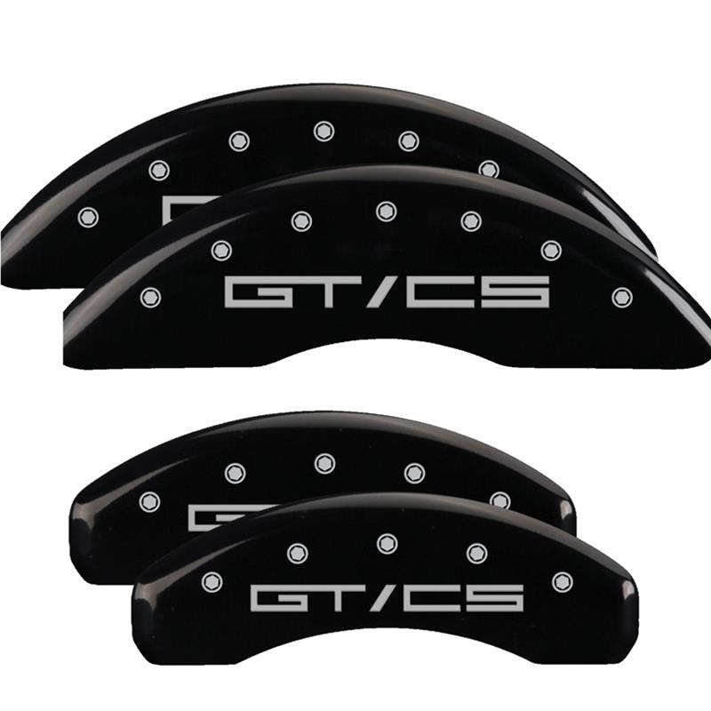 MGP Black Caliper Covers 10200SGTCBK Set of 4 caliper covers, Engraved Front: GT/CS - Egraved Rear: GT/CS, powder coat finish, silver characters