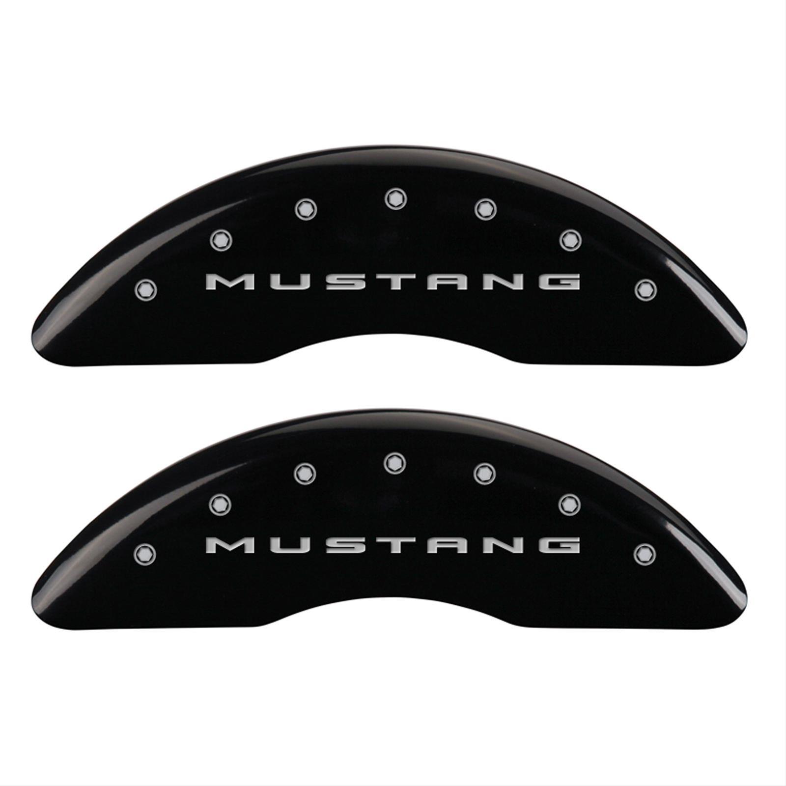 MGP 4 Caliper Covers Engraved Front 2015/Mustang Engraved Rear 2015/50 Black finish silver ch