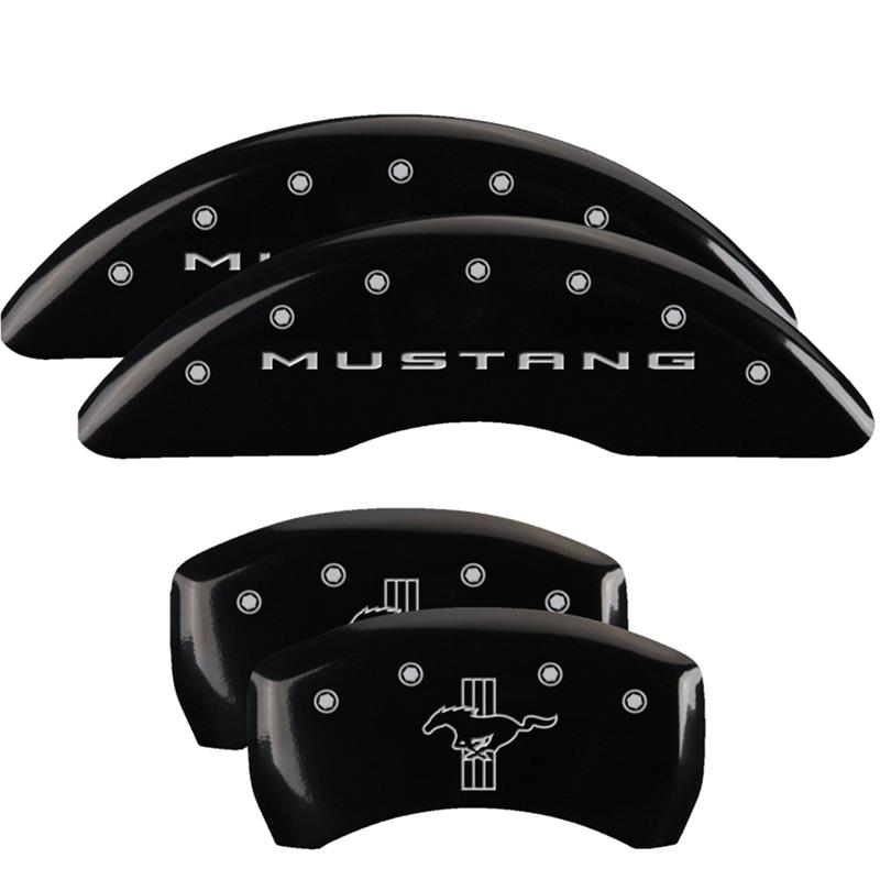 MGP 4 Caliper Covers Engraved Front 2015/Mustang Engraved Rear 2015/Bar & Pony Black fnsh silver ch thumbnail 3