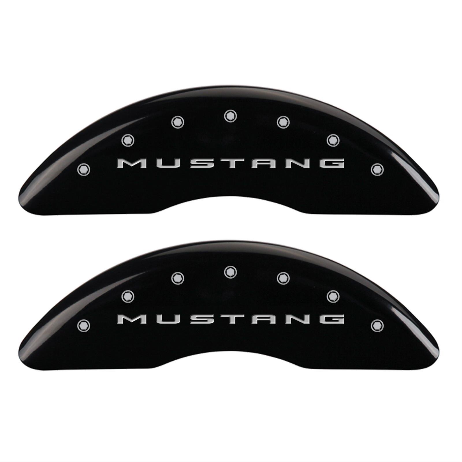 MGP 4 Caliper Covers Engraved Front 2015/Mustang Engraved Rear 2015/Bar & Pony Black fnsh silver ch