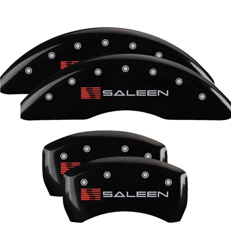 MGP Caliper Covers - Brake for 2021-2023 MUSTANG 10200SSLNBK Set of 4 caliper covers, Engraved Front: Saleen Engraved Rear: Saleen, Black powder coat finish, silver characters