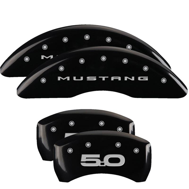 MGP 4 Caliper Covers Engraved Front 2015/Mustang Engraved Rear 2015/50 Black finish silver ch thumbnail 3