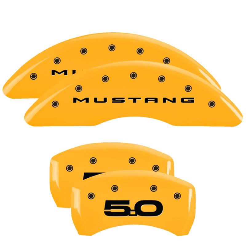 MGP 4 Caliper Covers Engraved Front 2015/Mustang Engraved Rear 2015/50 Yellow finish black ch thumbnail 3