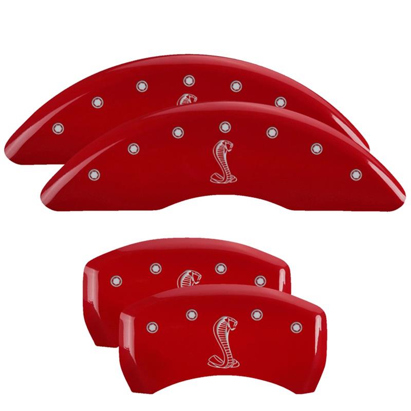 MGP 4 Caliper Covers Engraved Front & Rear Tiffany Snake Red finish silver ch thumbnail 3