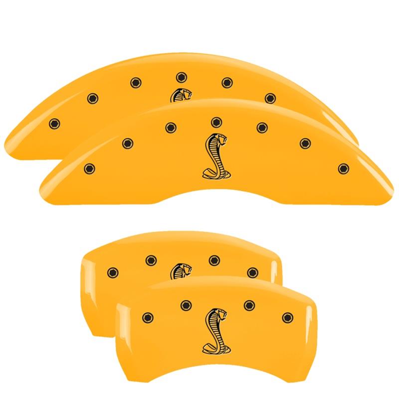 MGP 4 Caliper Covers Engraved Front & Rear Tiffany Snake Yellow finish black ch thumbnail 3