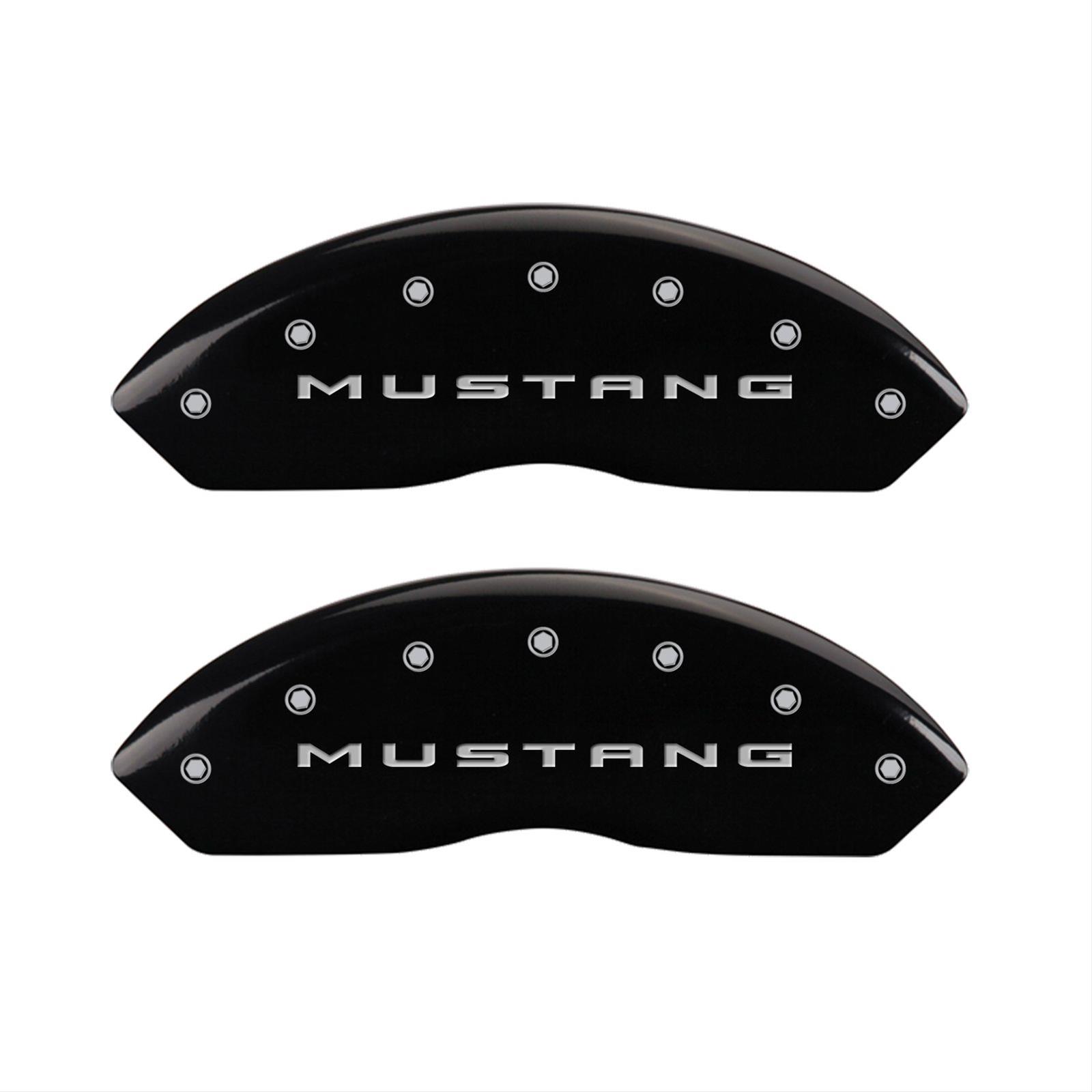 MGP 4 Caliper Covers Engraved Front 2015/Mustang Engraved Rear 2015/37 Black finish silver ch thumbnail 2