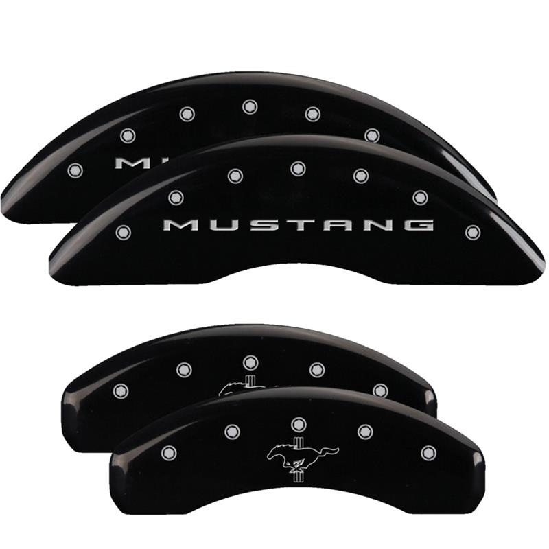 MGP 4 Caliper Covers Engraved Front 2015/Mustang Engraved Rear 2015/Bar & Pony Black fnsh silver ch thumbnail 3
