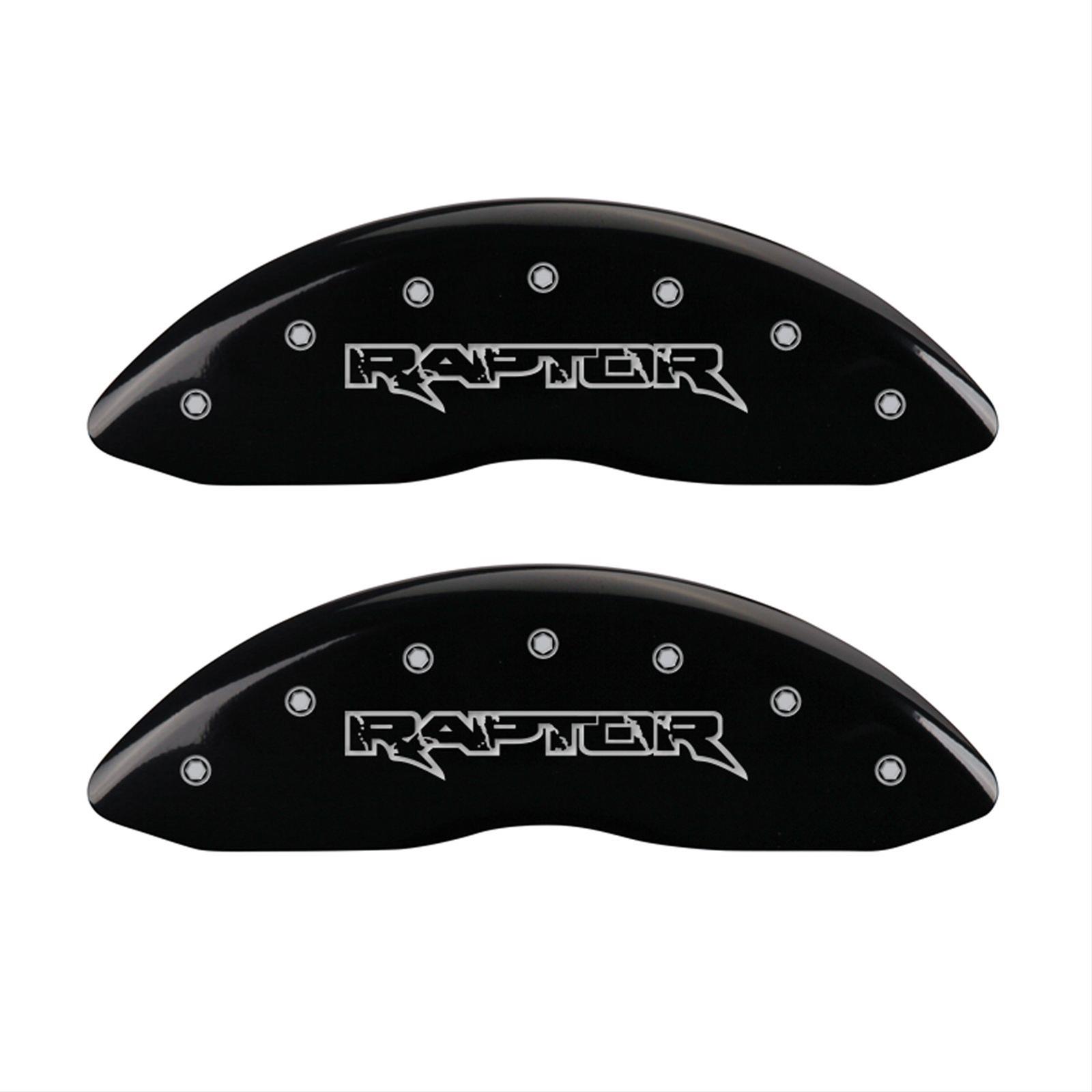 MGP 4 Caliper Covers Engraved Front & Rear Raptor Black finish silver ch