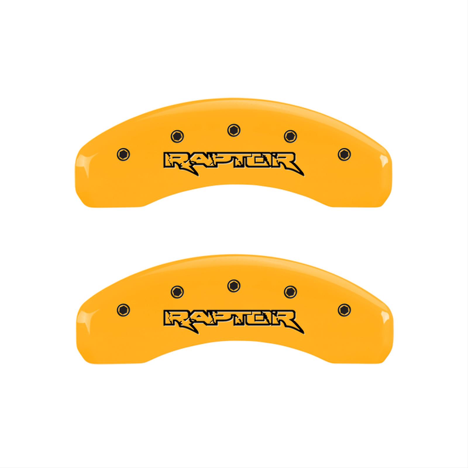 MGP 4 Caliper Covers Engraved Front & Rear Raptor Yellow Finish Black Char 2011 Ford F-150 thumbnail 2