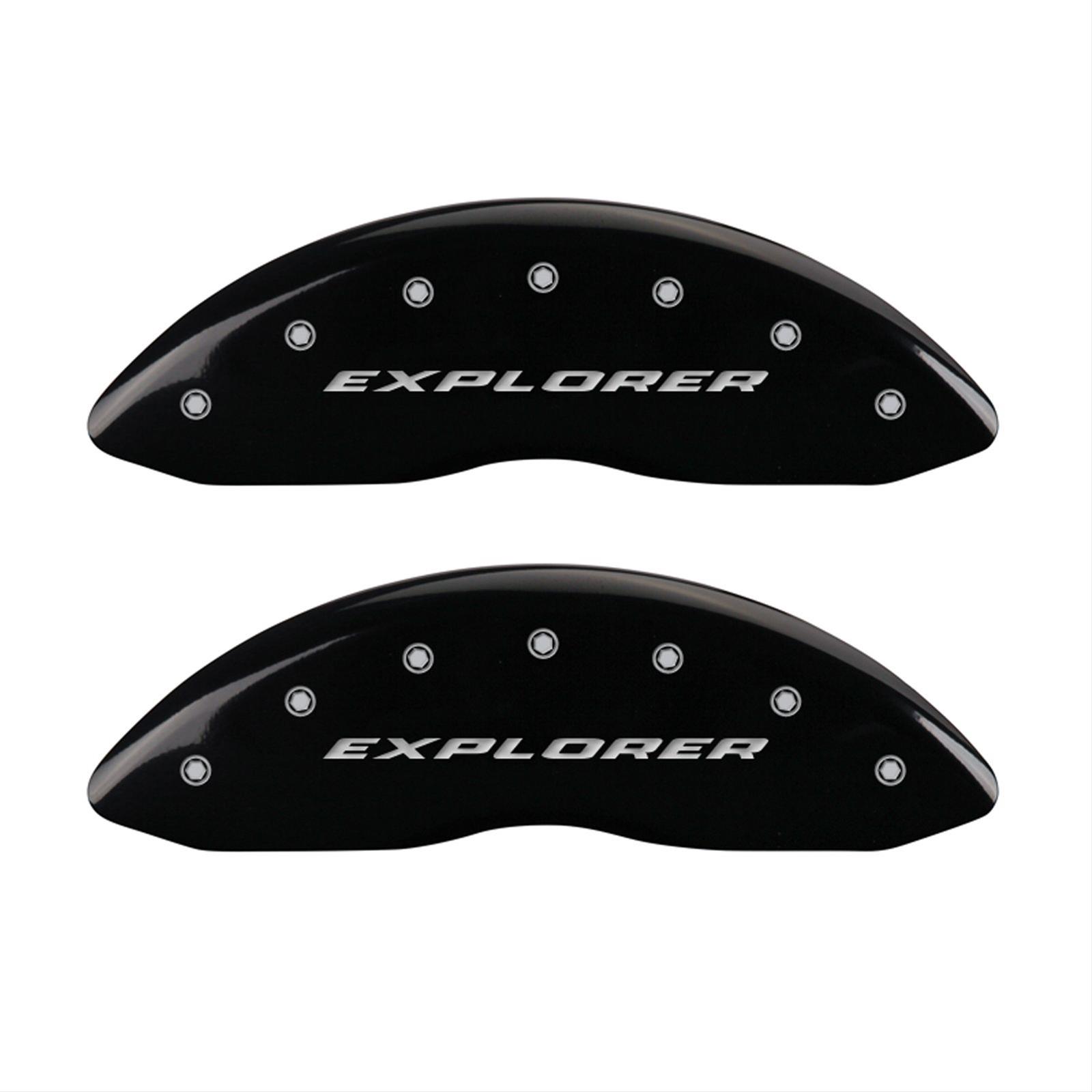 MGP 4 Caliper Covers Engraved Front & Rear Explorer Black finish silver ch