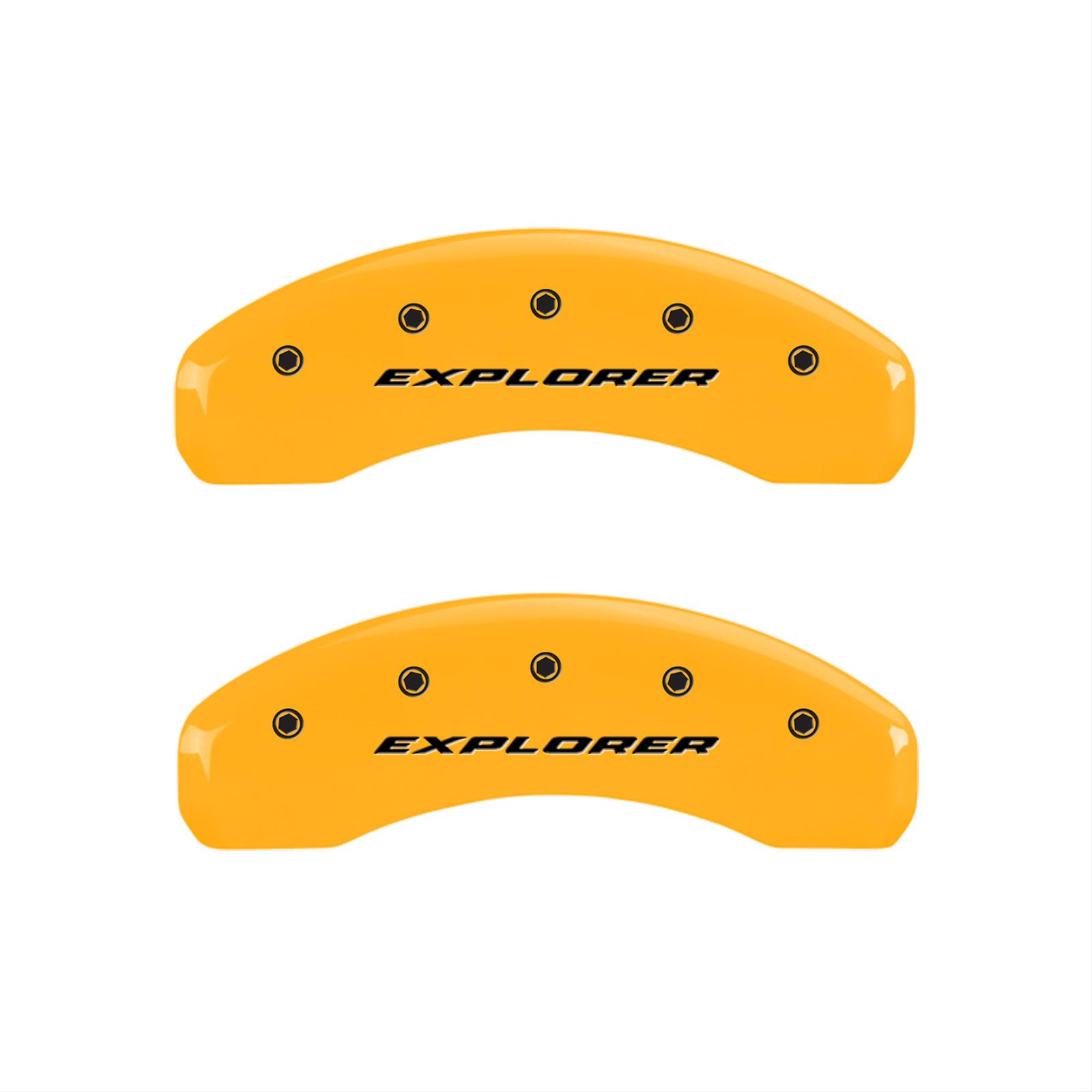 MGP 4 Caliper Covers Engraved Front & Rear Explorer Yellow finish black ch thumbnail 2