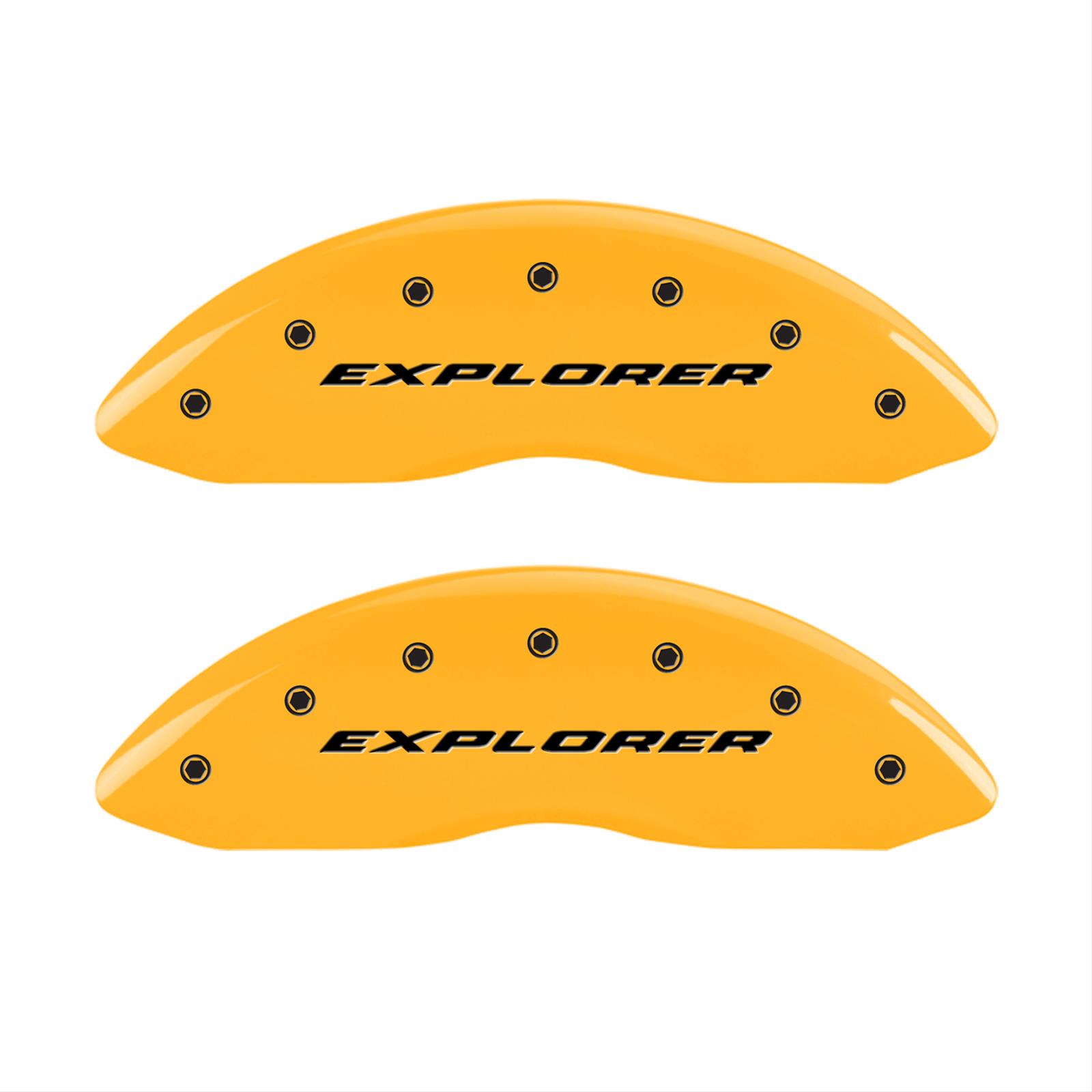 MGP 4 Caliper Covers Engraved Front & Rear Explorer Yellow finish black ch
