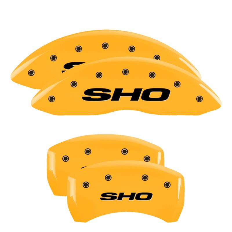 MGP 4 Caliper Covers Engraved Front & Rear SHO Yellow finish black ch thumbnail 3