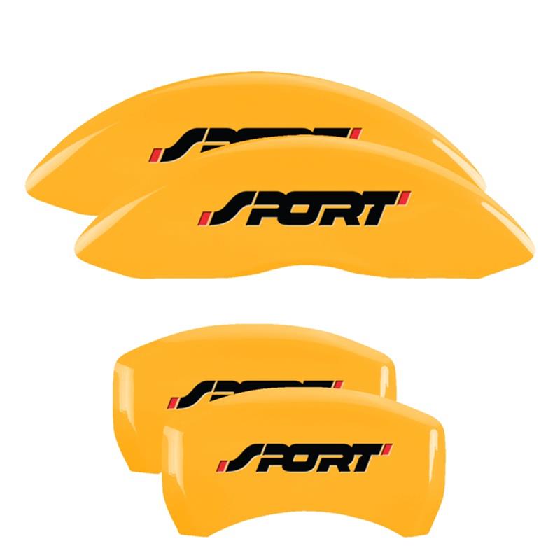 MGP 4 Caliper Covers Engraved Front & Rear No bolts/Sport Yellow finish black ch thumbnail 3
