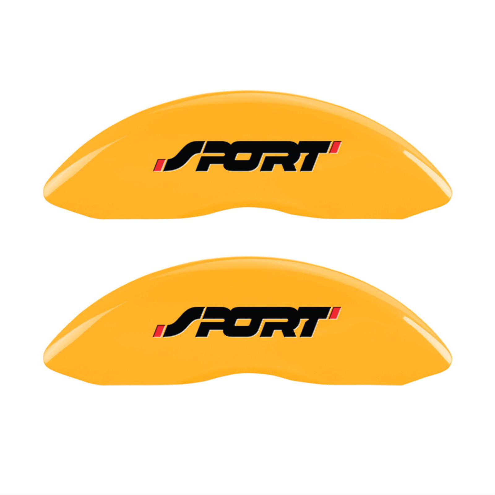 MGP 4 Caliper Covers Engraved Front & Rear No bolts/Sport Yellow finish black ch thumbnail 2