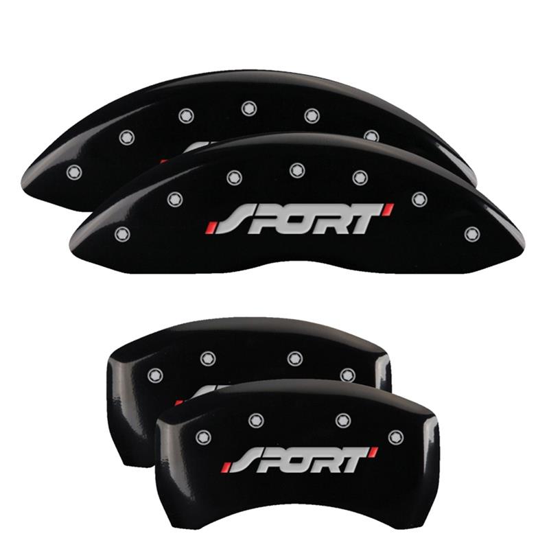 MGP 4 Caliper Covers Engraved Front & Rear SPORT Black finish silver ch thumbnail 3