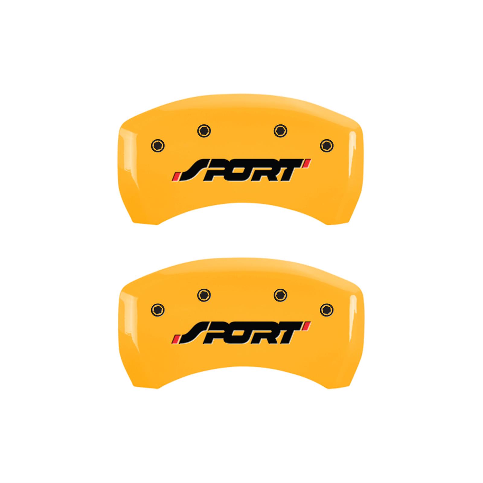 MGP 4 Caliper Covers Engraved Front & Rear SPORT Yellow finish black ch thumbnail 2