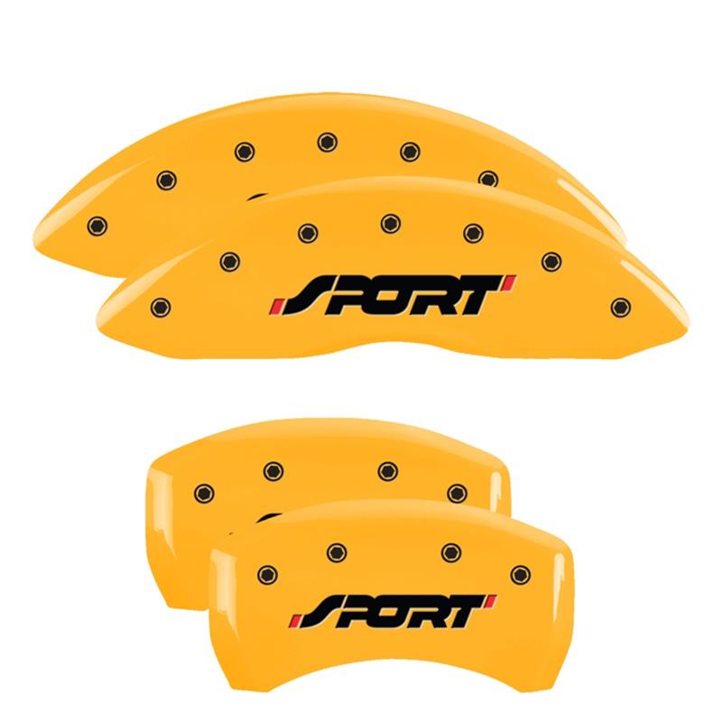 MGP 4 Caliper Covers Engraved Front & Rear SPORT Yellow finish black ch thumbnail 3
