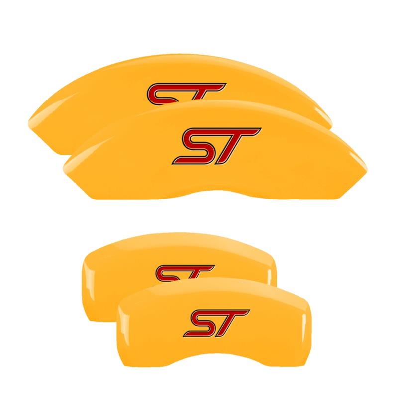 MGP 4 Caliper Covers Engraved Front & Rear No bolts/ST Yellow finish black ch thumbnail 3