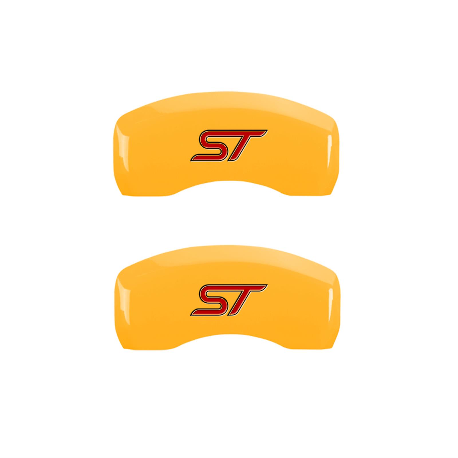 MGP 4 Caliper Covers Engraved Front & Rear No bolts/ST Yellow finish black ch thumbnail 2