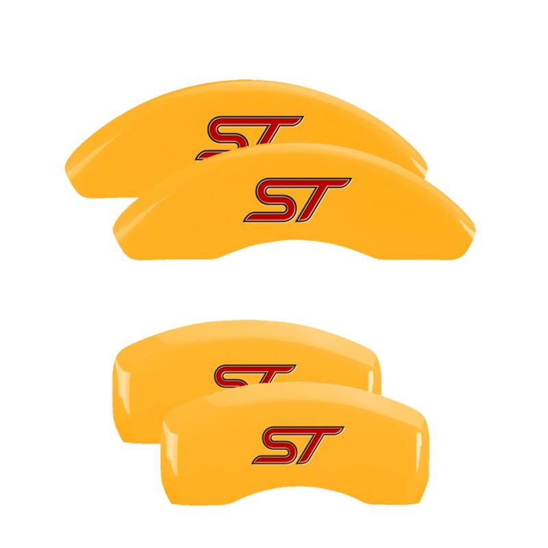 MGP 4 Caliper Covers Engraved Front & Rear No bolts/ST Yellow finish black ch thumbnail 3
