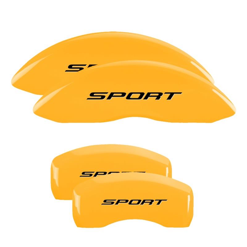 MGP 4 Caliper Covers Engraved Front & Rear No Bolts/Sport 2015 Yellow finish black ch thumbnail 3