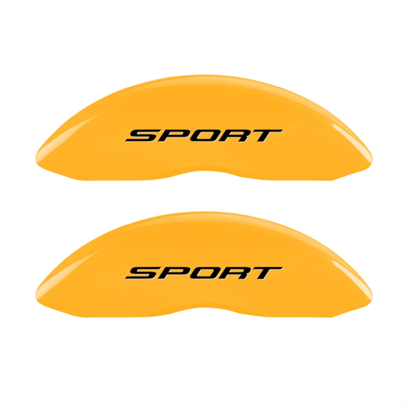 MGP 4 Caliper Covers Engraved Front & Rear No Bolts/Sport 2015 Yellow finish black ch thumbnail 2