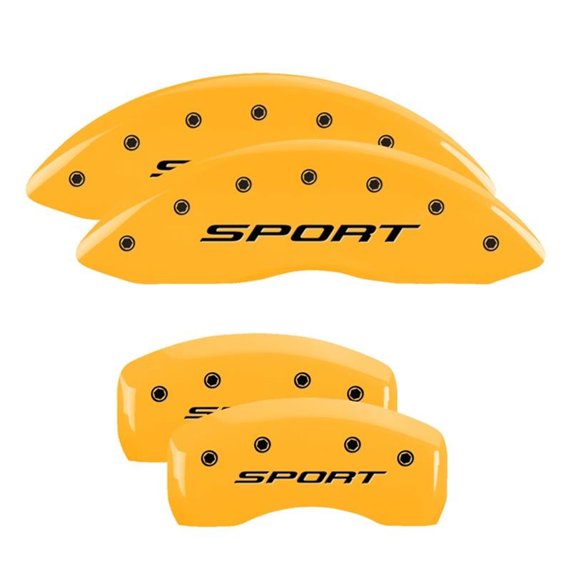 MGP 4 Caliper Covers Engraved front & Rear 2015/Sport Yellow finish black ch thumbnail 3