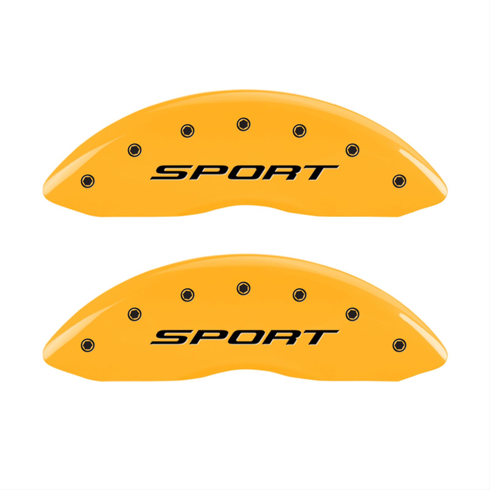 MGP 4 Caliper Covers Engraved front & Rear 2015/Sport Yellow finish black ch
