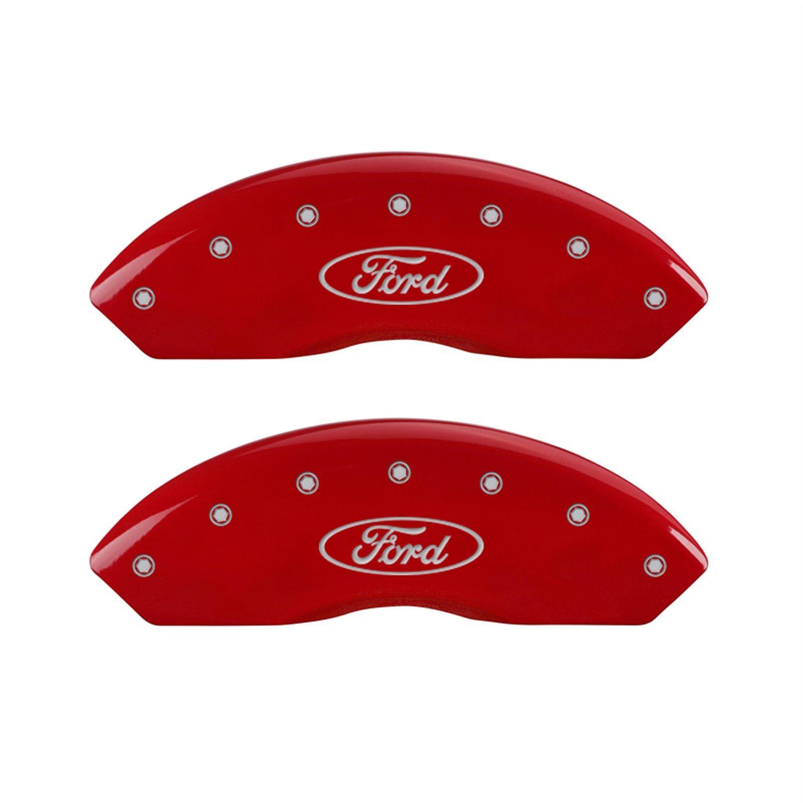MGP 4 Caliper Covers Engraved Front & Rear MGP Red Finish Silver Char 2019 Lincoln Continental