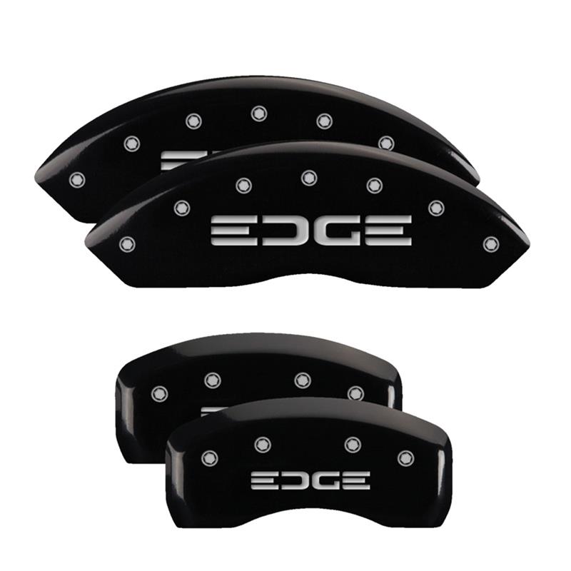 MGP Black Caliper Covers 10247SEDGBK Set of 4 caliper covers, Engraved Front and Rear: Edge, powder coat finish, silver characters