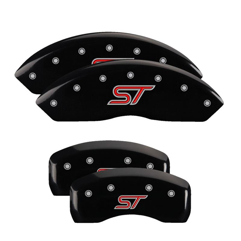 MGP Black Caliper Covers 10247SSTOBK Set of 4 caliper covers, Engraved Front and Rear: ST, powder coat finish, silver characters