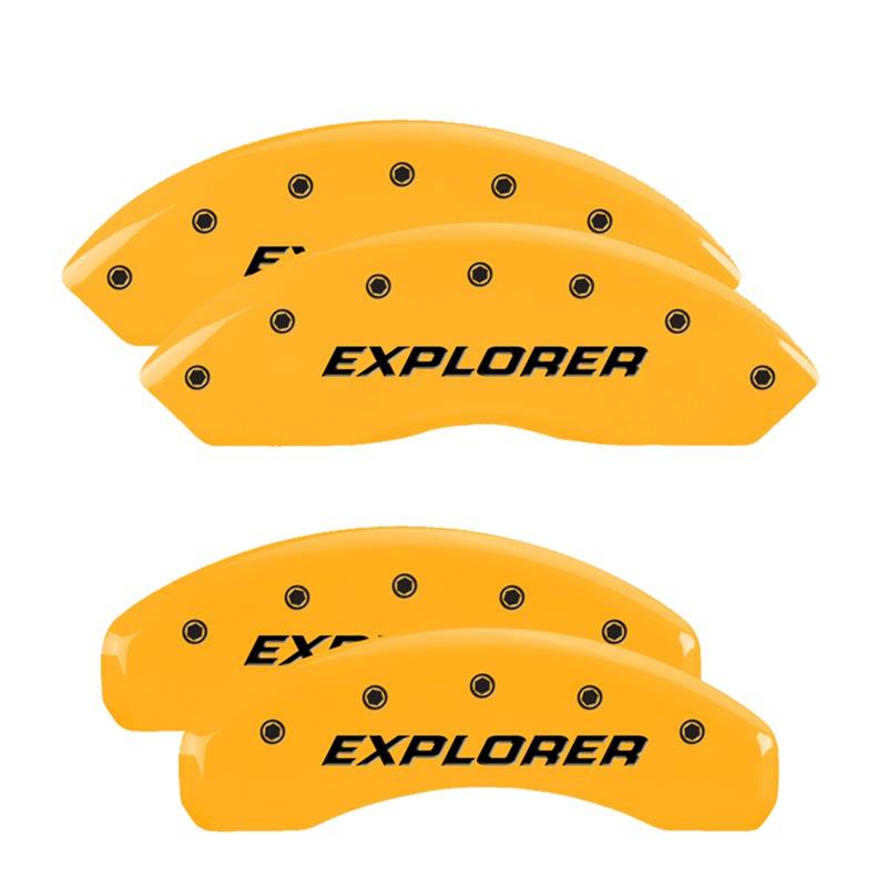MGP Yellow Caliper Covers for 2020-2025 EXPLORER - 10252SEXPYL Set of 4 caliper covers, Engraved Front and Rear: Explorer (2011), powder coat finish, black characters