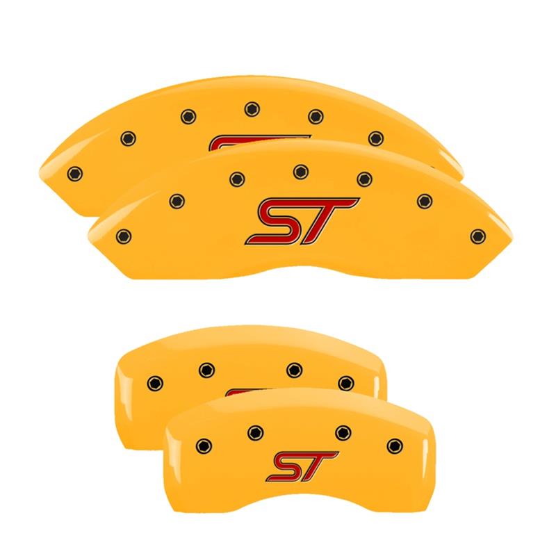 MGP Yellow Caliper Covers 10252SSTOYL Set of 4 caliper covers, Engraved Front and Rear: ST, powder coat finish, black characters