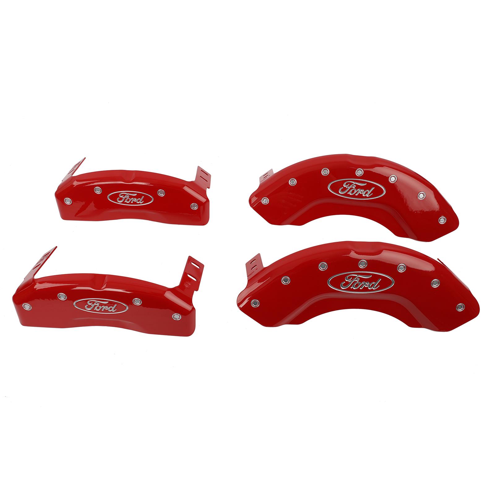 MGP Caliper Covers - Brake Caliper Covers 2021-2023 Ford Expedition and F150 (10256s) Front and Rear Set - Ford Logo - Red