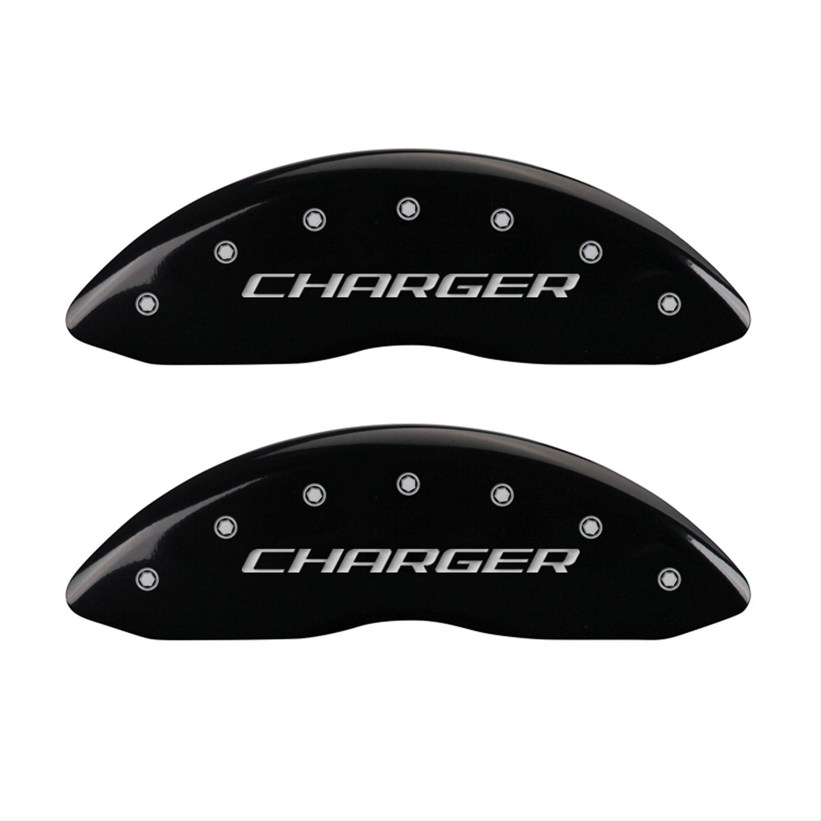 MGP 4 Caliper Covers Engraved Front & Rear Block/Charger Black finish silver ch thumbnail 2