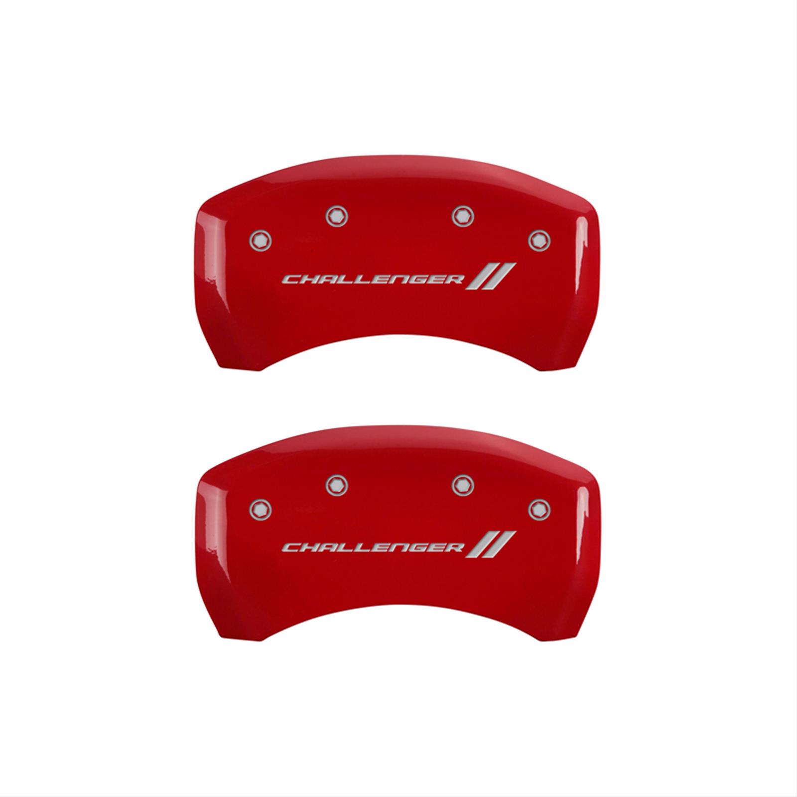 MGP 4 Caliper Covers Engraved Front & Rear With stripes/Challenger Red finish silver ch thumbnail 2