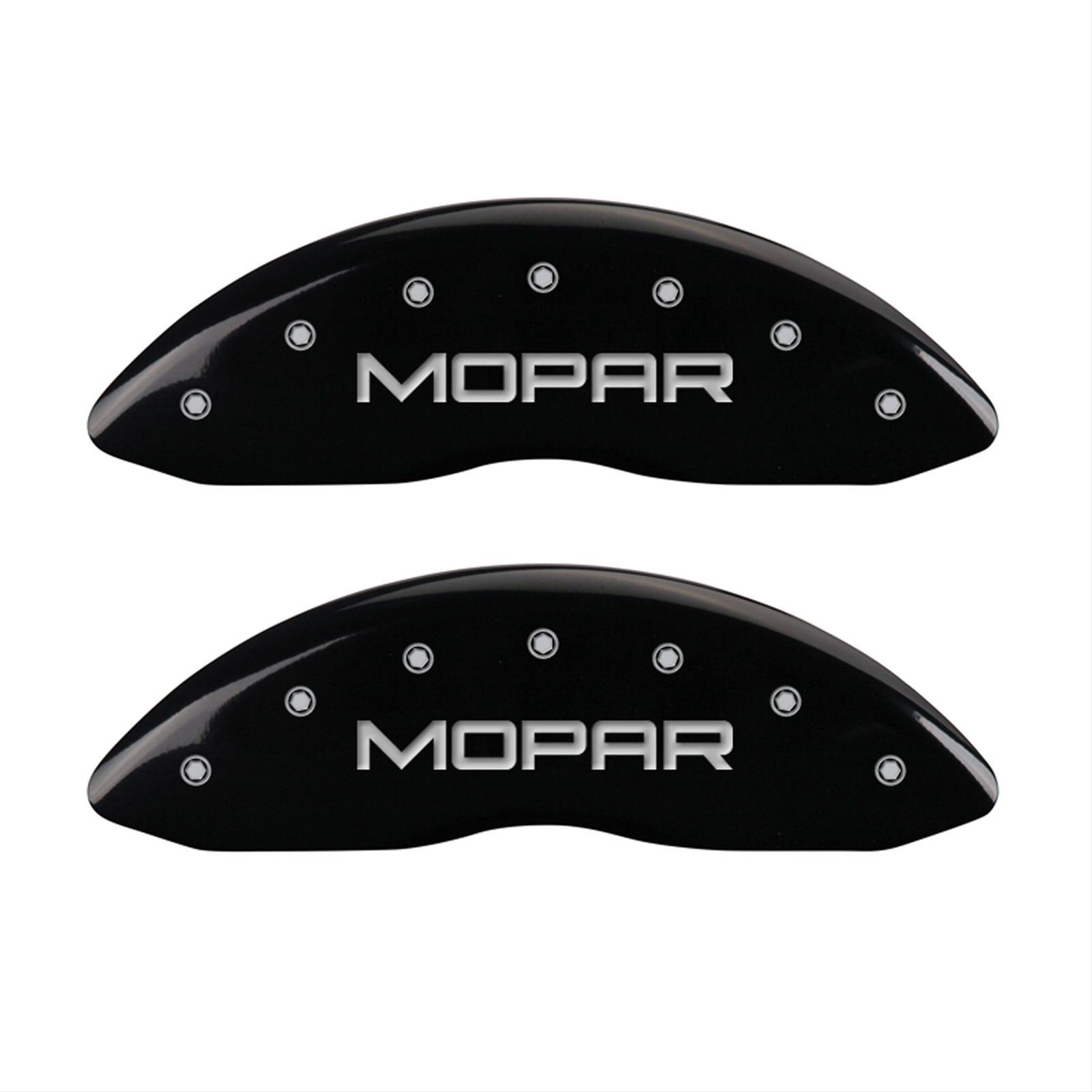 MGP 4 Caliper Covers Engraved Front & Rear MOPAR Black finish silver ch