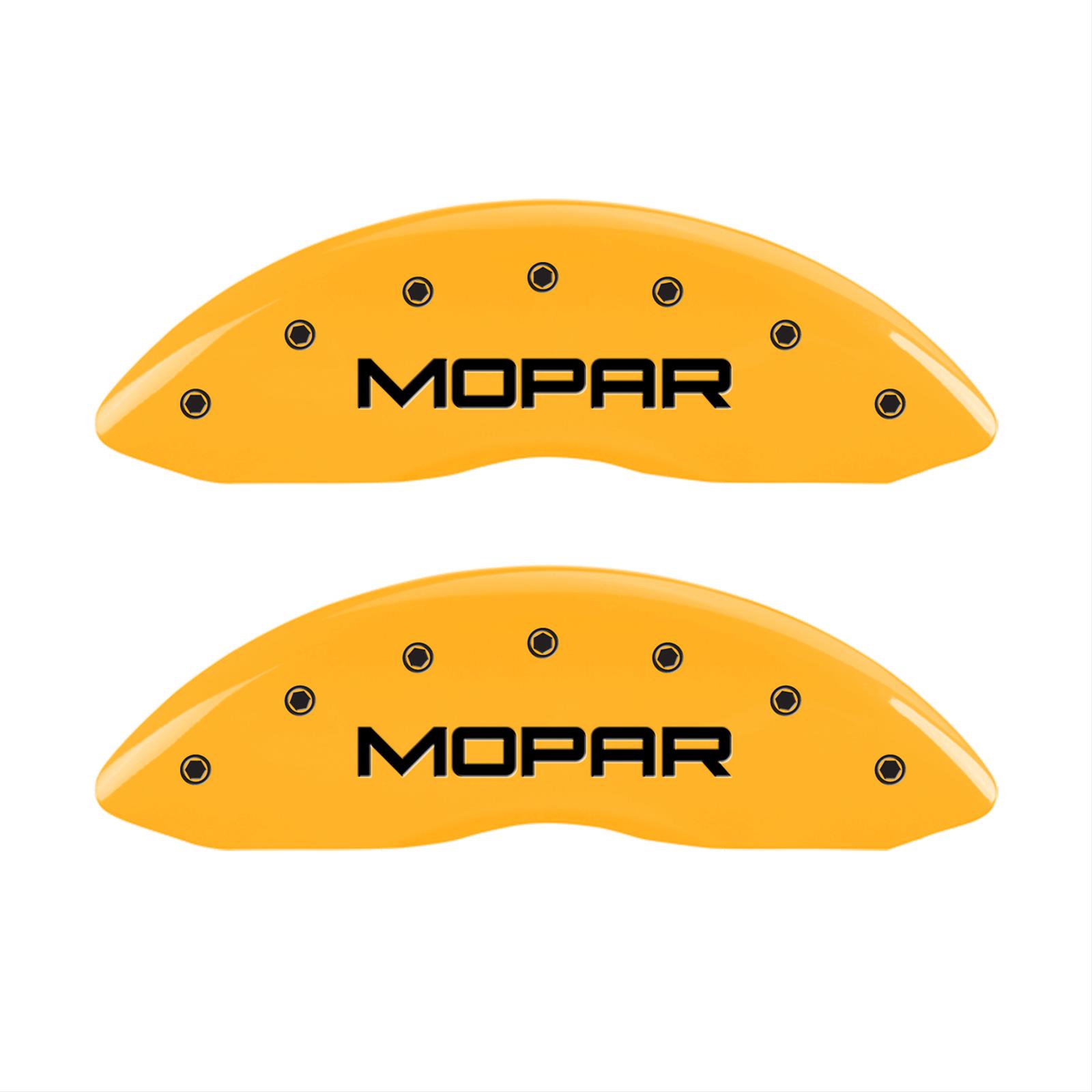 MGP 4 Caliper Covers Engraved Front & Rear Mopar Yellow Finish Black Char 2005 Chrysler Crossfire