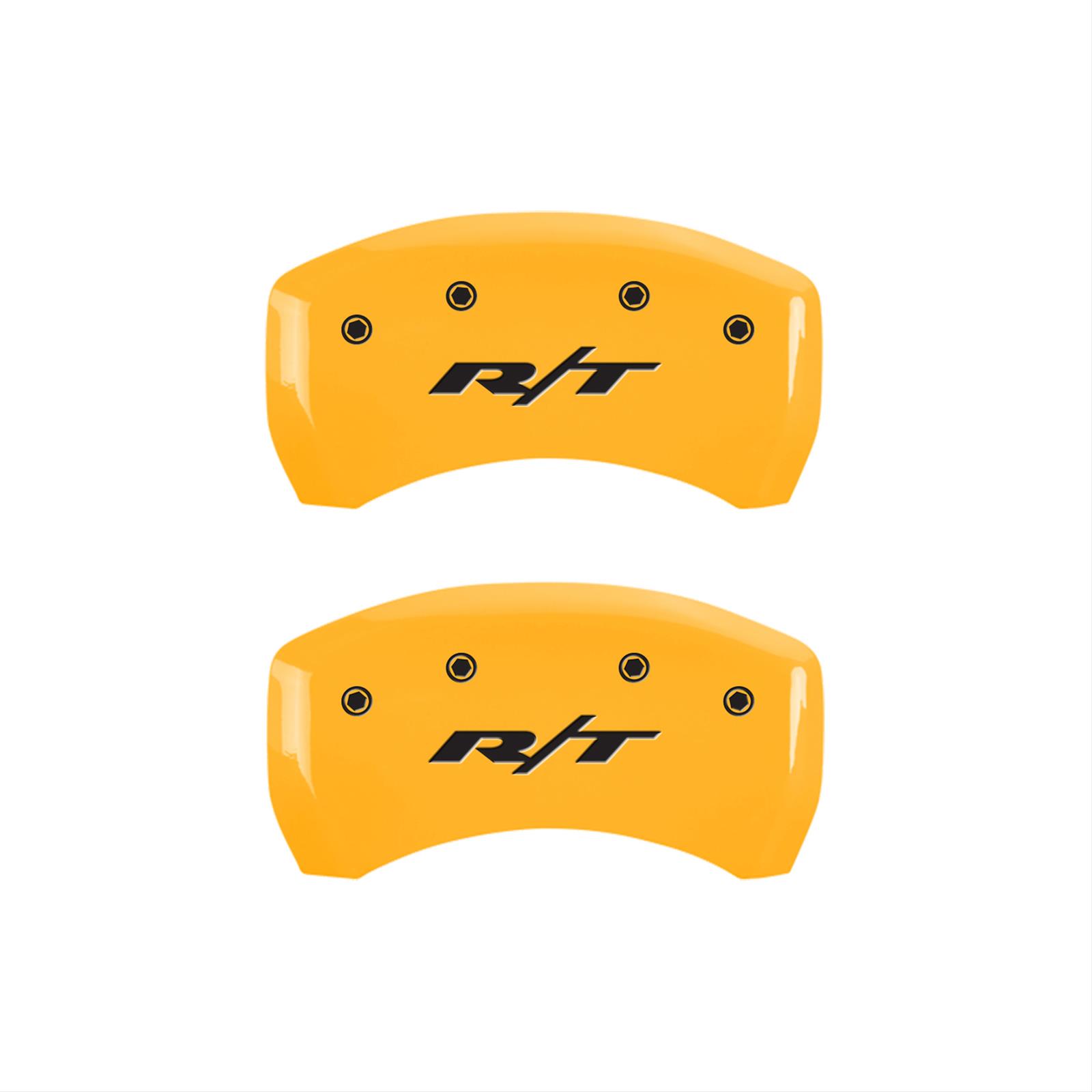 MGP 4 Caliper Covers Engraved Front & Rear RT1-Truck Yellow Finish Black Char 2007 Dodge Charger thumbnail 2