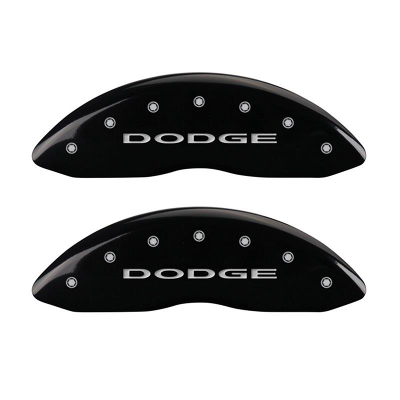 MGP Front set 2 Caliper Covers Engraved Front With out stripes/Dodge Black finish silver ch thumbnail 2