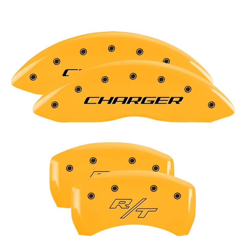 MGP 4 Caliper Covers Engraved Front Charger Rear RT Yellow Finish Black Char 2007 Dodge Charger thumbnail 3