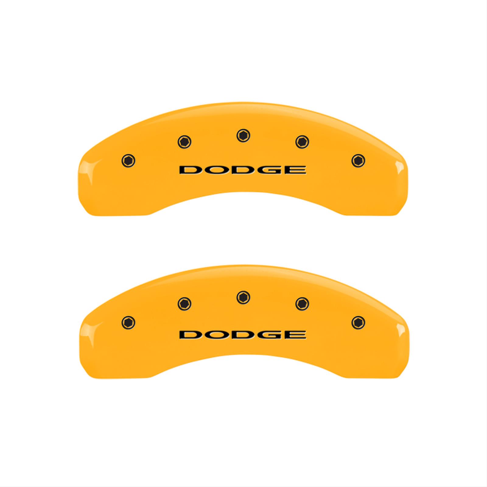 MGP 4 Caliper Covers Engraved Front & Rear Dodge Yellow Finish Black Char 2006 Dodge Durango