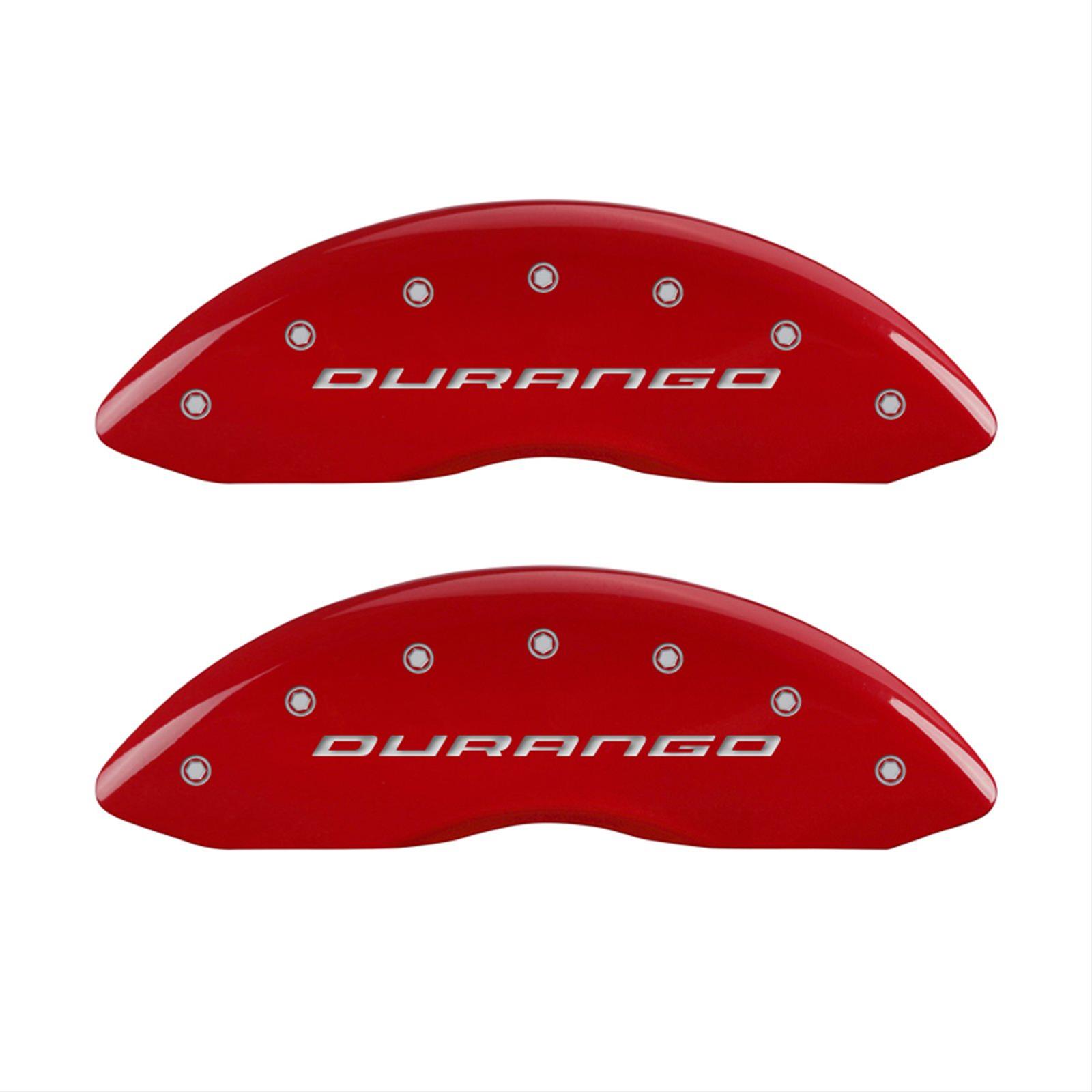 MGP 4 Caliper Covers Engraved Front & Rear With out stripes/Durango Red finish silver ch