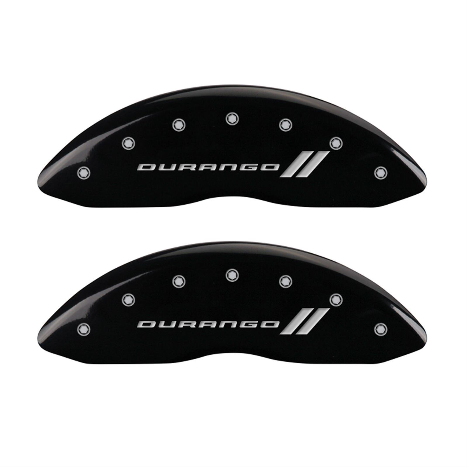 MGP 4 Caliper Covers Engraved Front & Rear With stripes/Durango Black finish silver ch